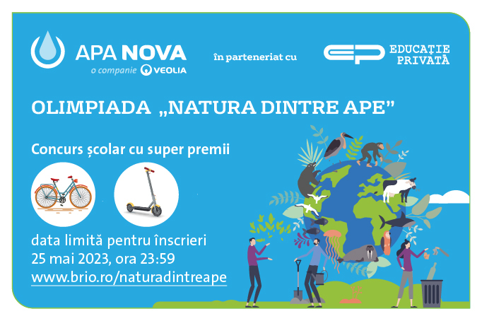Înscrieri la olimpiada “Natura dintre ape” pentru elevii interesați de educația ecologică