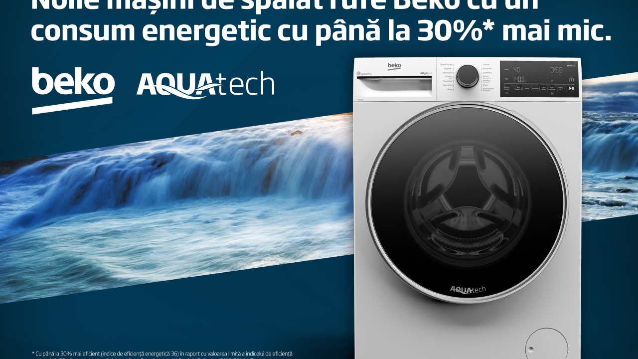 Beko lansează mașini de spălat noi cu 30% mai eficiente energetic