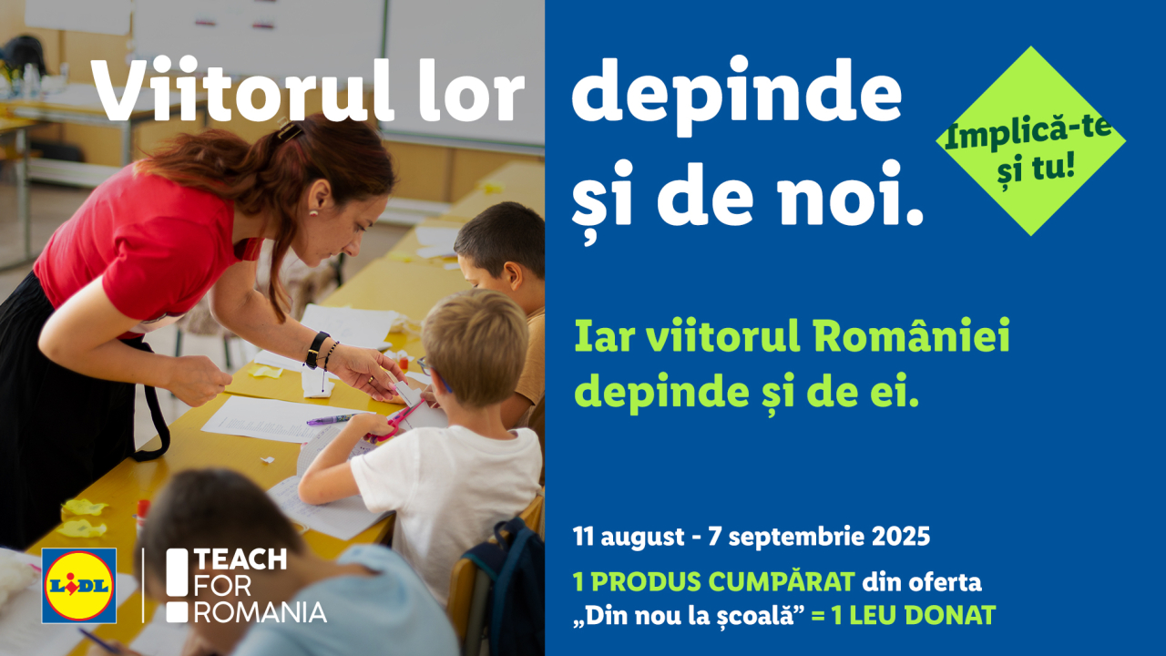 Fiecare produs pentru școală cumpărat din Lidl aduce 1 leu pentru Teach for Romania