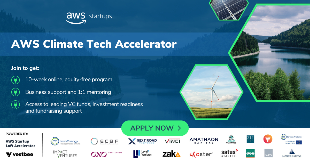 AWS Climate Tech Accelerator, an online program for European climate tech startups