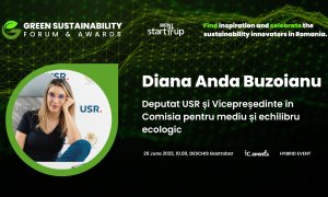 Diana Buzoianu, Deputat USR, vine pe 29 iunie la Green Start-Up Sustainability Forum & Awards